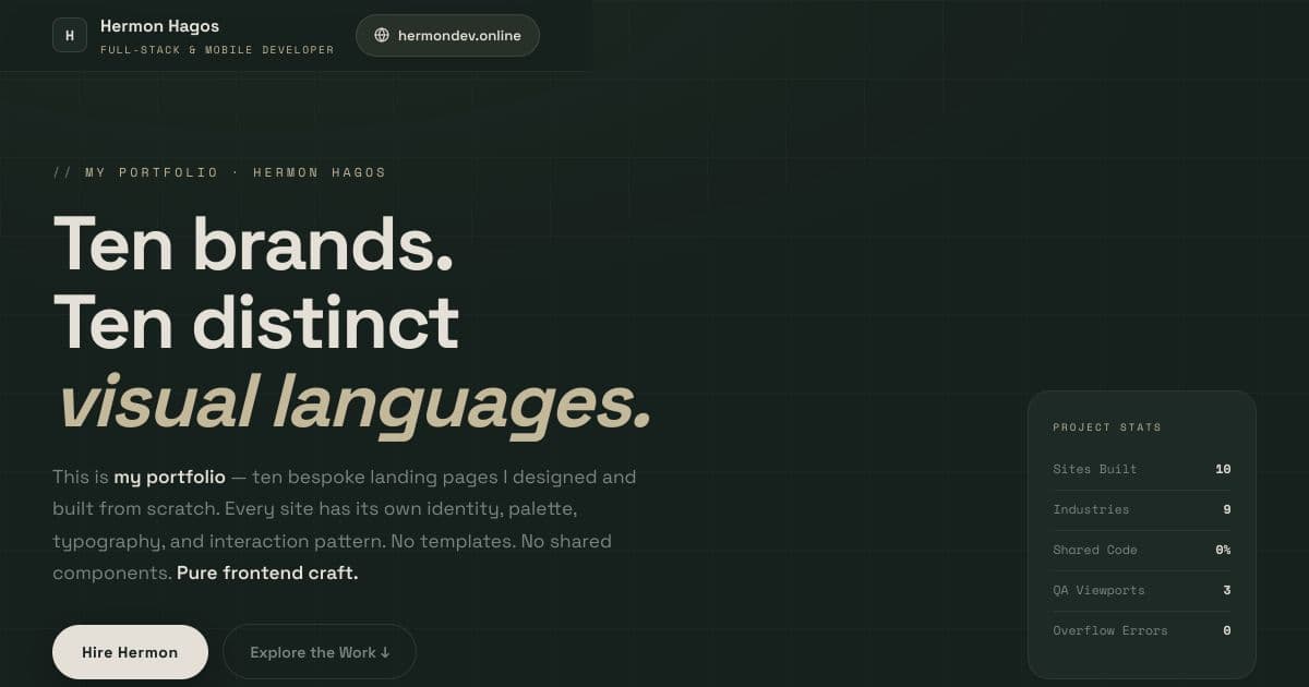 Ten Bespoke Landing Pages screenshot