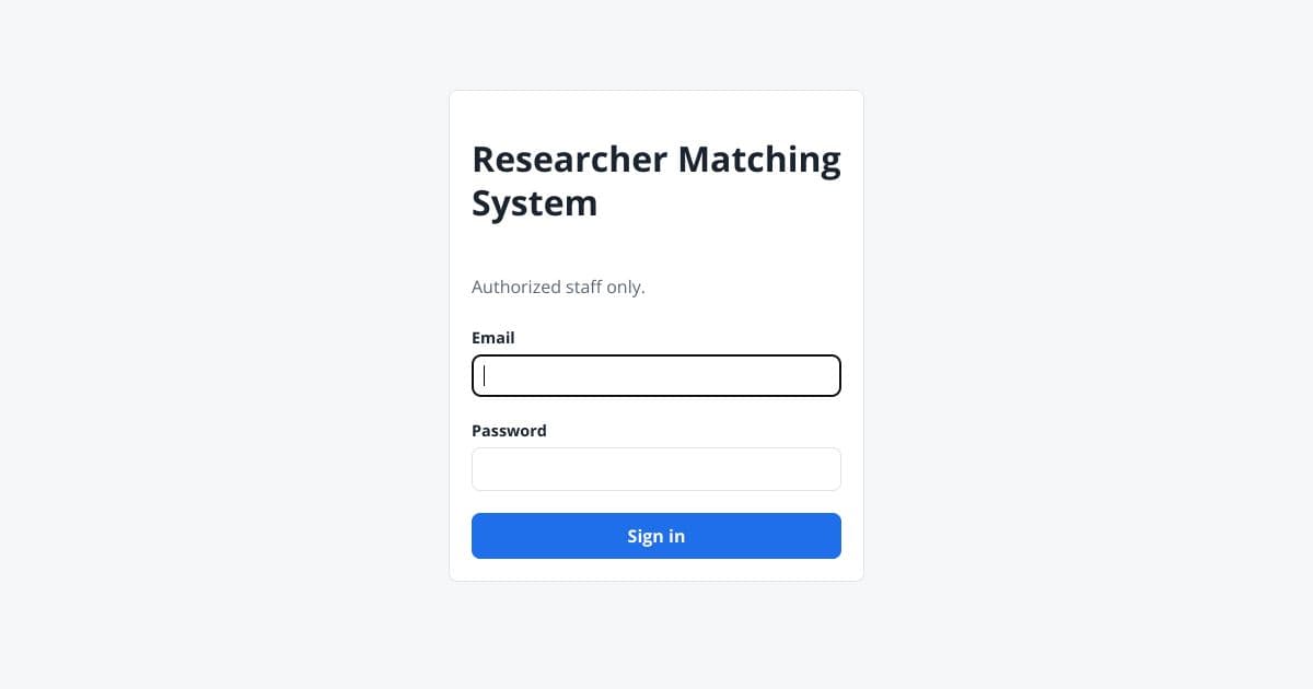 Researcher Matching System screenshot